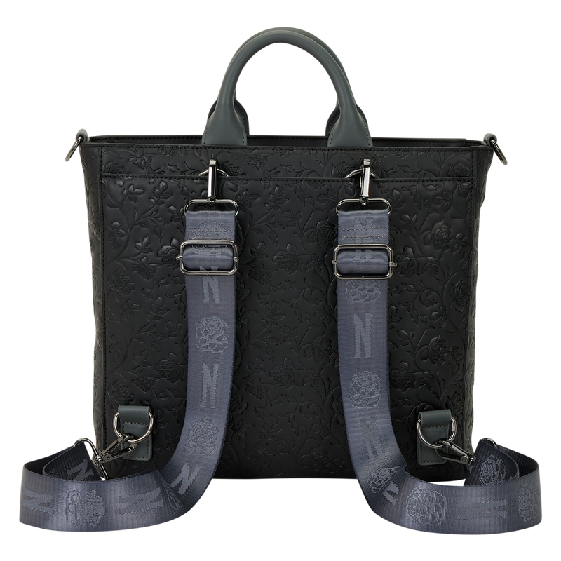 Wednesday Black Roses Convertible Backpack & Tote Crossbody Bag