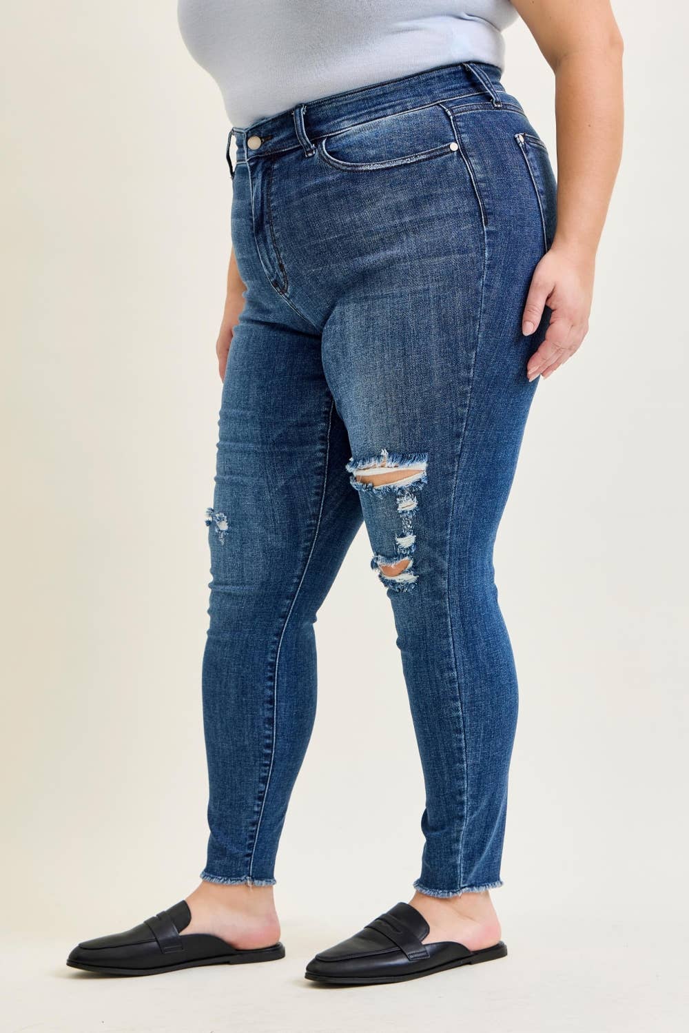 High Waist Skinny w/ Destroy - PLUS