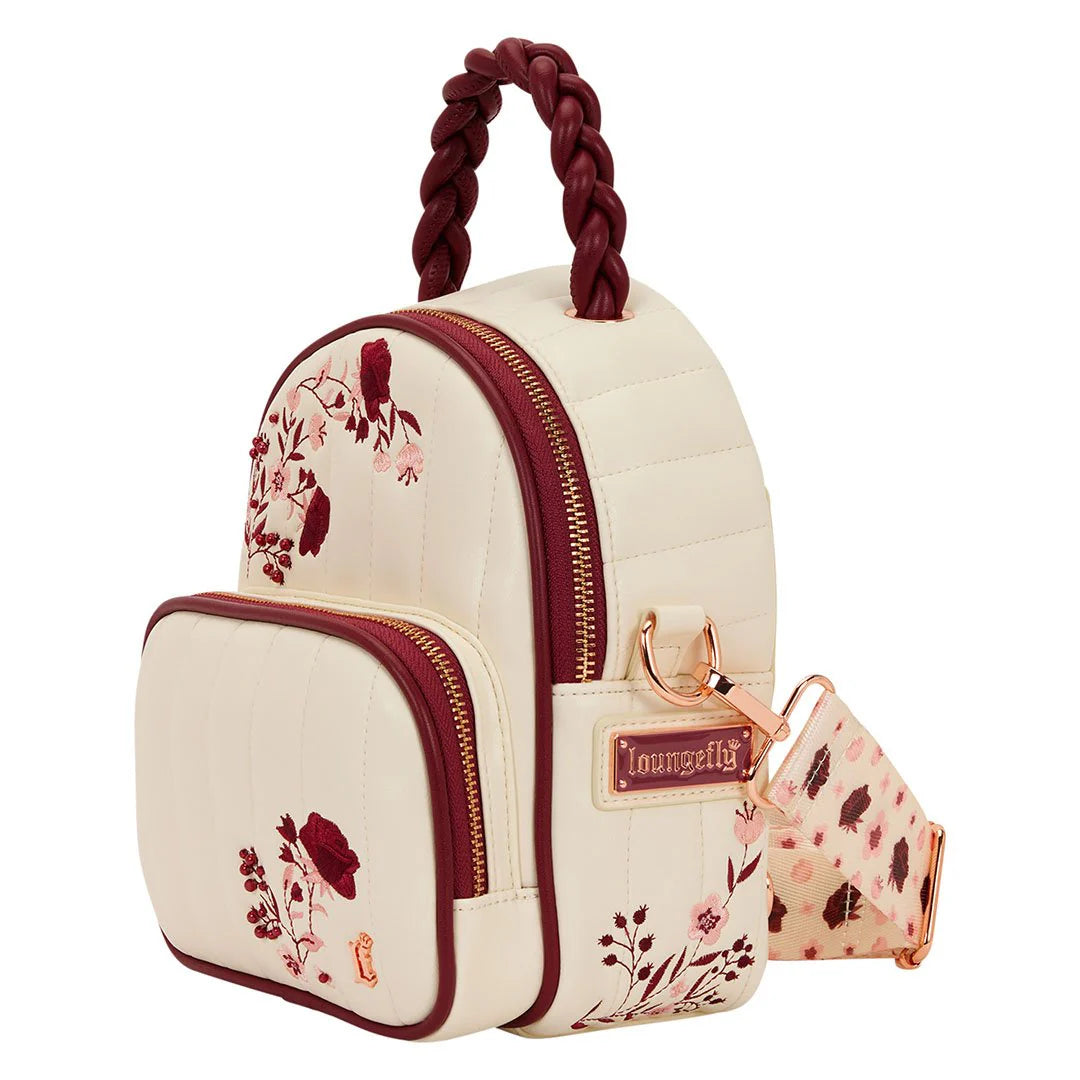 Loungefly Cream & Red Floral Convertible Mini Backpack & Crossbody Bag